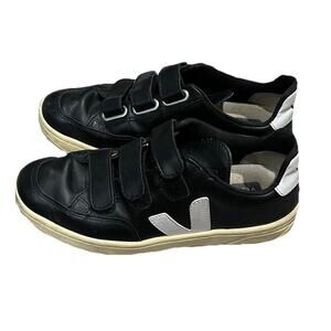 Veja Recife Black Leather Triple Hook Loop Straps Women's Athletic Shoes Size 5‎
